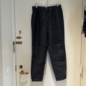 Eileen Fisher charcoal gray elastic waist linen jogger, Sz M